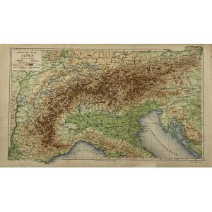 [Hohenschichten der Alpen] Mapa Alp w skali 1: 2 500 000. Meyers Konversations-Lexikon Auflage 4