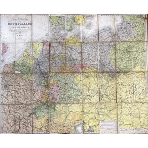 [ok. 1860] Handtke Fryderyk (1815-1879) - Mapa pocztowa i podróżna Niemiec i krajów ościennych... [Taurogi, Grodno, Lublin, Budapeszt]