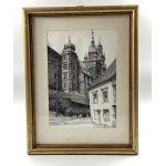 [Wawel] Grafika przedstawiająca Wawel wraz z fragmentem Domu Długosza od strony ul. Kanoniczej