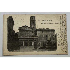 [Karta pocztowa] Włochy, Rzym, Kościół św. Marii w Trastevere [Zatybrze][ok. 1924]