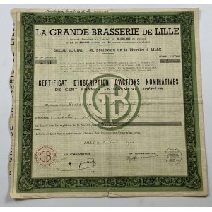 [Obligacje] Imienny certyfikat udziałowy na 100 franków w pełni opłacony