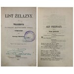 MAŁECKI - LIST ŻELAZNY. TRAGEDYA 1856 r.