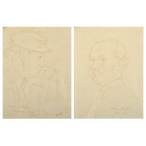 Wlastimil Hofman (1881-1970), Para rysunków – autoportret artysty oraz portret jego żony Ady (1934)