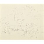 Wlastimil Hofman (1881-1970), Wiecznie młoda muza prowadzi przyszłego artystę | Kąpiące się (rysunek dwustronny)