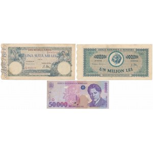 Rumunia, zestaw banknotów z lat 1946-96 (3szt)