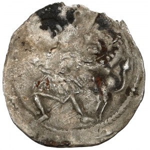 Kujavian princes, Casimir I, Denarius - prince on horseback / fight with lion - RARE
