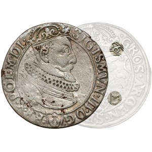 Zygmunt III Waza, Sixpence of Cracow 1623 - date scattered - in shield