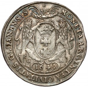 Jan II Kazimír, Thaler Gdaňsk 1649 GR - Typ II