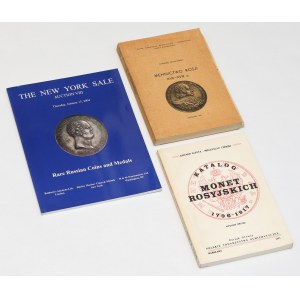 Zestaw literatury numizmatycznej (3szt) - katalogi monet rosyjskich + katalog aukcyjny