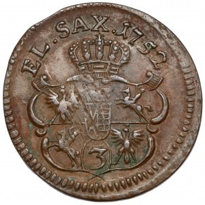 August III Saxon, Gubin penny 1752 - closed shield - very nice