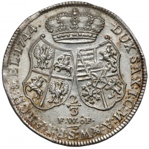 August III Sas, Gulden (2/3 thaler) 1744 FWóF, Dresden