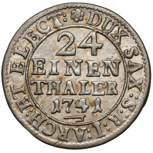 August III Sas, 1/24 thalier 1741 FWóF, Drážďany - dierovaný 3 na 4 - krásny