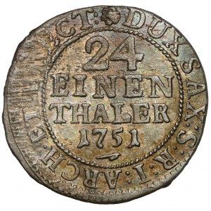 August III Sas, 1/24 thaler 1751 FWóF, Drážďany