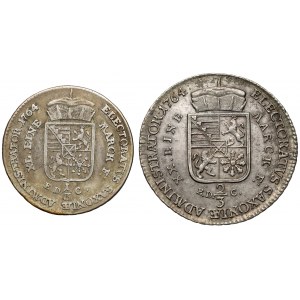 Ksawery, Gulden (2/3 talara) i półgulden 1764 EDC, Drezno (2szt)