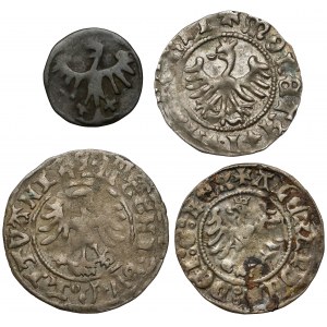 Casimir IV Jagiellonian - Alexander Jagiellonian, Half-penny and denarius (4pcs)