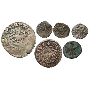 Ladislaus Jagiello - Casimir Jagiellonian, from denarius to half-penny (6pc)
