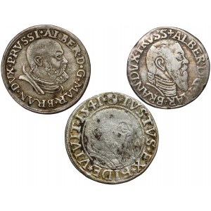 Prussia, Albrecht Hohenzollern, Trojaks and a penny 1535-1544 - set (3pcs)