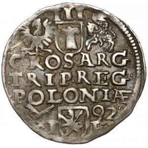 Zygmunt III Waza, Trojak Poznań 1592 - data z prawej