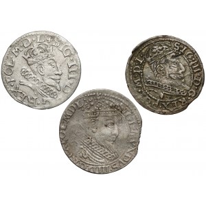 Sigismund III Vasa, Pennies of Krakow and Vilnius 1604-1607 (3pc)
