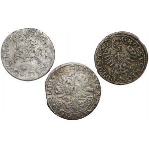 Sigismund III Vasa, Pennies of Krakow and Vilnius 1604-1607 (3pc)