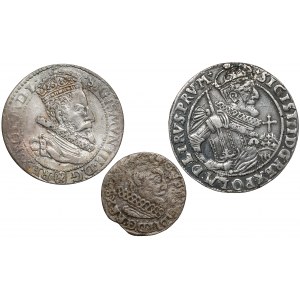 Sigismund III Vasa and Gustav II, Trojak, sixpence and ort 1599-1632 (3pc)