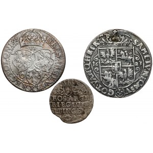 Zygmunt III Waza i Gustaw II, Trojak, szóstak i ort 1599-1632 (3szt)