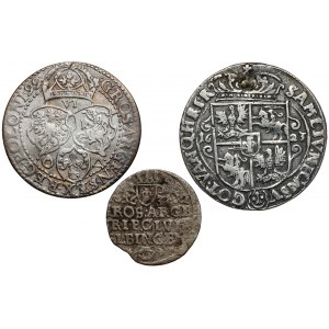 Sigismund III. Vasa und Gustav II., Trojak, Sixpence und Ort 1599-1632 (3 St.)