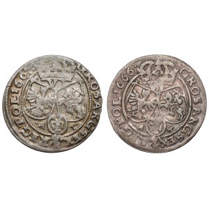 Jan II Kazimír, korunní šestipence 1666-1667 AT (2ks)