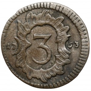 August III Sas, 3 haler 1763 -F, Grünthal