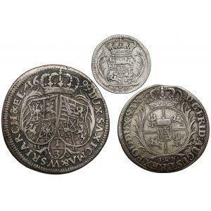 Augustus II the Strong, Dreier, 1/12 and 1/3 thaler 1699-1705, set (3pcs)