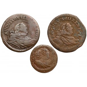 Augustus III. Sachsen, Muschel und Pfennig 1753-1754, Satz (3tlg.)