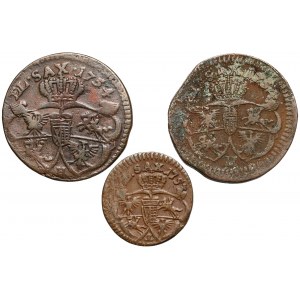 Augustus III Saxon, Shell a Penny 1753-1754, sada (3ks)