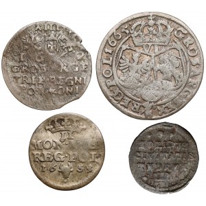 John II Casimir and Michael Korybut, from a shekel to a sixpence, set (4pcs)