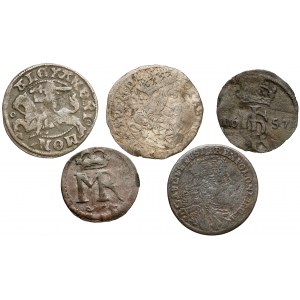 Alexander Jagiellonian - Augustus III Saxon, coin set (5pcs)