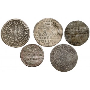 Alexander Jagiellonian - Augustus III Saxon, coin set (5pcs)