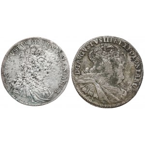 August III. Sas, 1753 Tymf und 1753 EG zwei Zloty, Satz (2 Stck.)