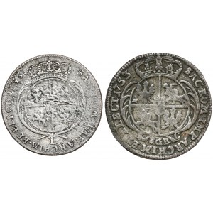 August III Sas, Tymf 1753 i Dwuzłotówka 1753 EC, zestaw (2szt)