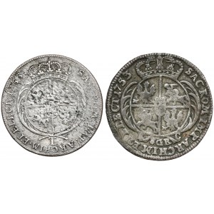 August III. Sas, 1753 Tymf und 1753 EG zwei Zloty, Satz (2 Stck.)