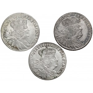 Augustus III Sas, 1753 two-zloty and 1754 orts, set (3pcs)