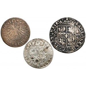 Sigismund I the Old - John II Casimir, Penny, sixpence and ort 1535-1667 (3pc)