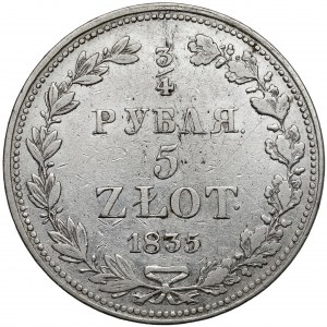 3/4 rublu = 5 zlotých 1835 MW, Varšava