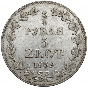 3/4 Rubel = 5 Zloty 1839 MW, Warschau