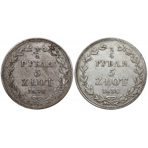 3/4 ruble = 5 zlotys 1836 and 1838 MW, Warsaw