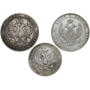 5 złotych 1837, 1840 MW i Połtina 1846 MW, zestaw (3szt)