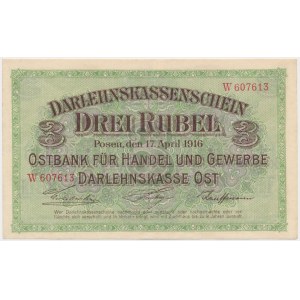 Poznan, 3 rubles 1916 ''...acquires''' - W