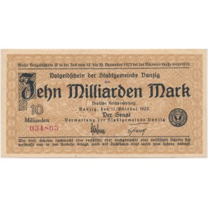 Gdaňsk, 10 miliard marek 1923 - číslováno