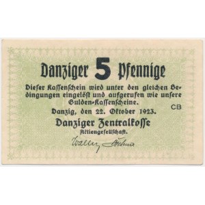 Gdaňsk, 5 fenig 1923 - říjen