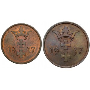 Gdaňsk, 1 fenig 1937 a 2 fenigy 1937, sada (2ks)