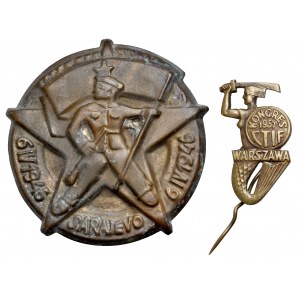 Poľská ľudová republika, odznak Varšavský kongres 1957 a odznak Sarajevo 1945-1946 (2ks)