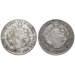 Austria, 20 krajcarów 1840 i 1848 - przerobione na spinki (2szt)